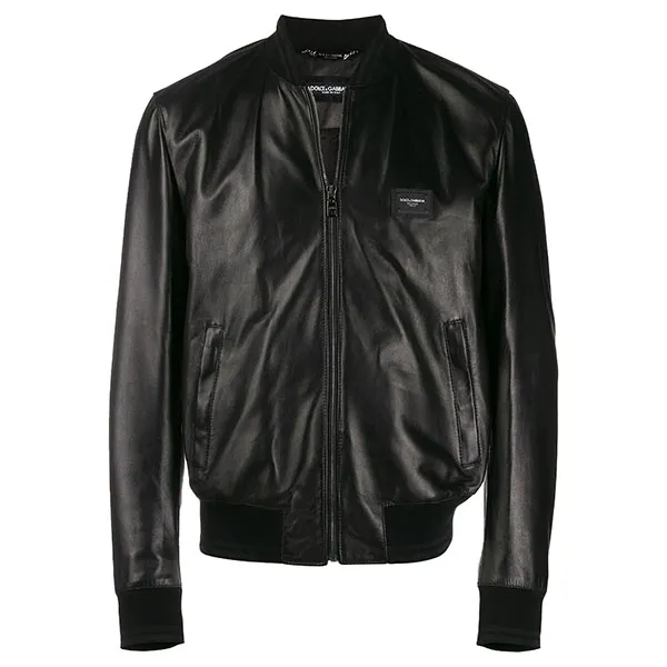 Áo Khoác Dolce & Gabbana D&G Black Leather Bomber G9PB9L FUL89 Màu Đen