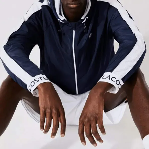 Áo Khoác Gió Lacoste Sport Lightweight Colourblock Tennis BH9557-51-PRS Màu Xanh Navy Size 48