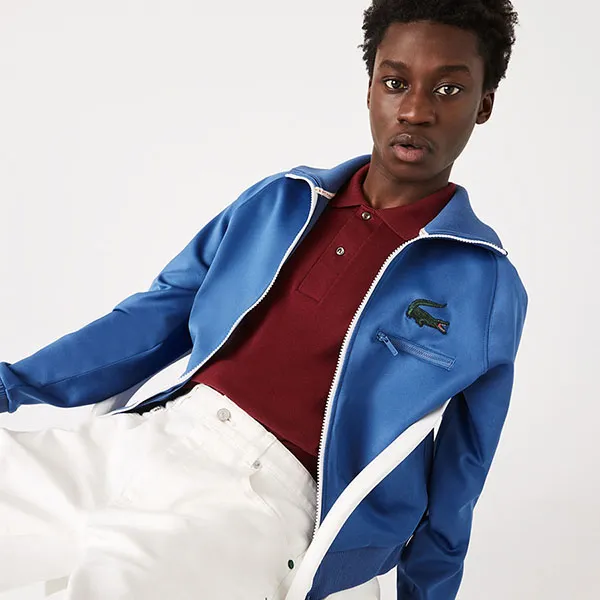 Áo Khoác Lacoste Crocodile Stand-Up Collar Zippered Jacket SH2734 HN8 Màu Xanh Blue Size S