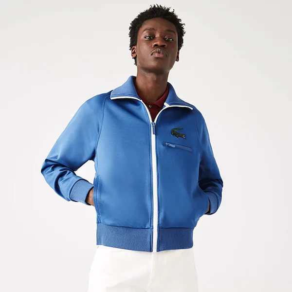 Áo Khoác Lacoste Crocodile Stand-Up Collar Zippered Jacket SH2734 HN8 Màu Xanh Blue Size S