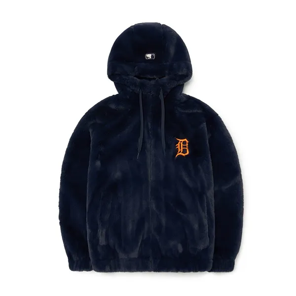 Áo Khoác Lông MLB Basic Hooded Eco Fur Jumper Detroit Tigers 3AFDB0926-46NYD Màu Xanh Navy Size XS