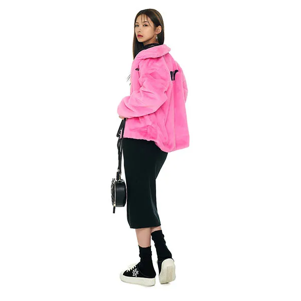 Áo Khoác Lông Nerdy Jacket Mullie Màu Hồng