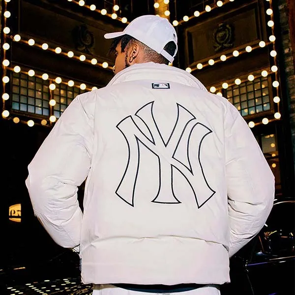 Áo Khoác Phao MLB Megalogo Parka New York Yankees 3ADJB1126-50CRS Màu Trắng Size XS