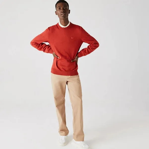 Áo Len Lacoste Men’s Crew Neck Cotton And Cashmere Sweater AH9017 67G Màu Đỏ Size S