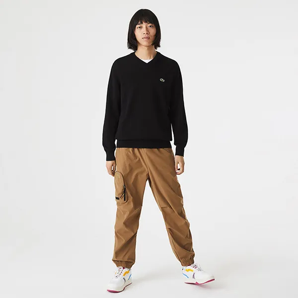 Áo Len Lacoste Men's V-neck Organic Cotton Sweater AH1951 031 Màu Đen Size M