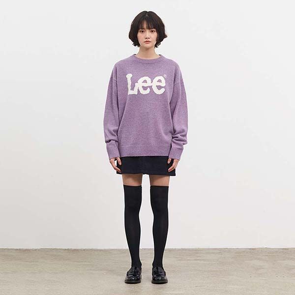 Áo Len Lee Big Twitch Logo Pullover Knit Lavender Màu Tím - 1