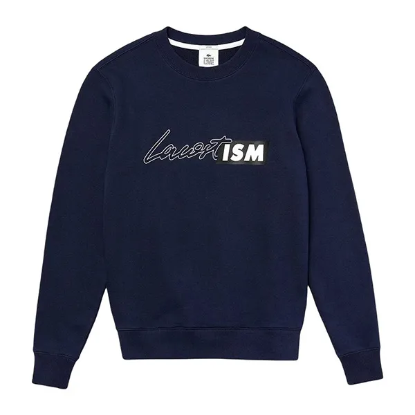 Áo Nỉ Lacoste Live Lacostism Print Fleece Crewneck SH4381 166 Màu Xanh Navy Size 2XS