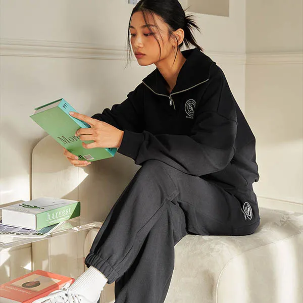 Áo Nỉ Stretch Angels Half Zip Crop Sweatshirt_Black A-22F-SWMT11125-BKS Màu Đen - Thời trang - Vua Hàng Hiệu