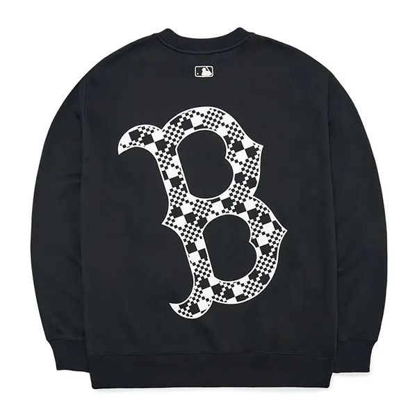 Áo Nỉ Sweater MLB Checkerboard Big Logo Overfit Sweatshirt Boston Red Sox 3AMTO0226-43BKS Màu Đen Size XL
