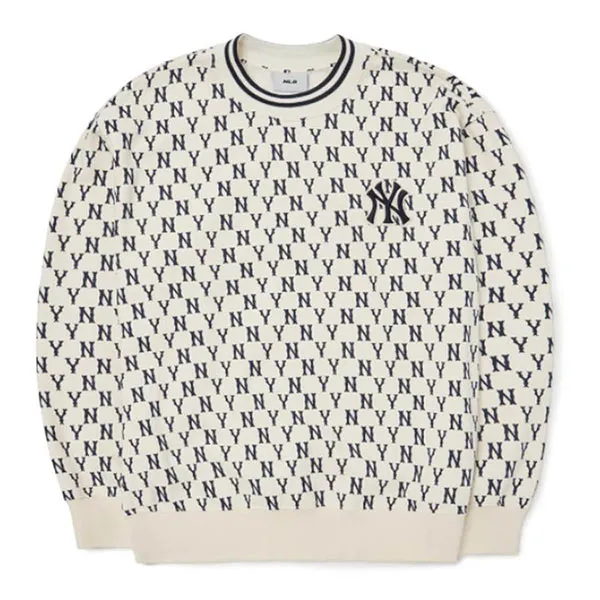 Áo Nỉ Sweater MLB Classic Monogram Front Brushed Over Fit Sweatshirt 3AMTM0926-50CRS Màu Trắng Size XS