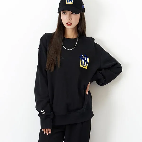 Áo Nỉ Sweater MLB Like Cartoon Mega Over Fit Brushed Sweatshirt New York Yankees 3AMTL0426-50BKS Màu Đen