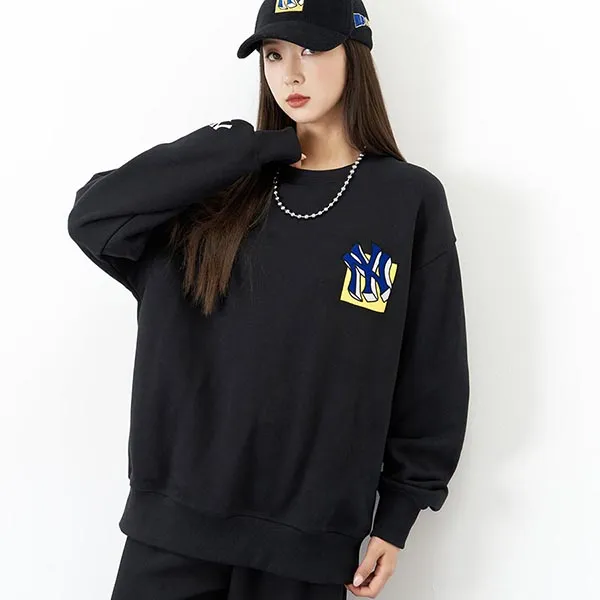 Áo Nỉ Sweater MLB Like Cartoon Mega Over Fit Brushed Sweatshirt New York Yankees 3AMTL0426-50BKS Màu Đen