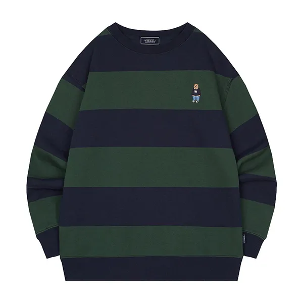 Áo Nỉ Sweater WHOAU WHMWC4931U Kẻ Phối Màu Xanh - Thời trang - Vua Hàng Hiệu