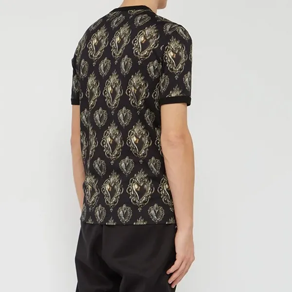 Áo Phông Dolce & Gabbana D&G Heart Printed Black G8HI7T FS77D HNK19 Màu Đen