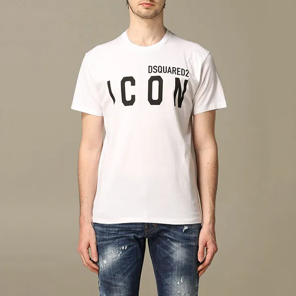 Áo Phông Dsquared2 Men's Classic Icon Print Crew Neck T-shirt S79GC0003 Màu Trắng Size L