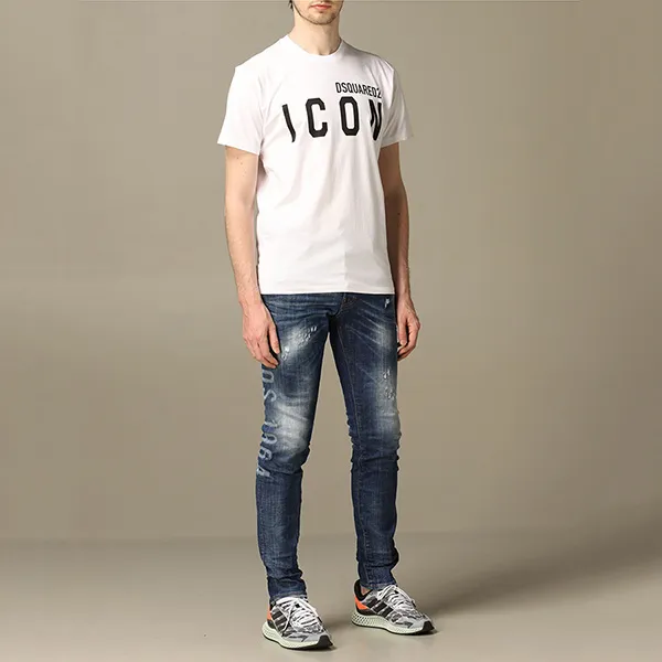 Áo Phông Dsquared2 Men's Classic Icon Print Crew Neck T-shirt S79GC0003 Màu Trắng Size L