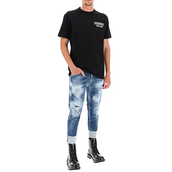 Áo Phông Dsquared2 Mini Logo Ceresio 9 T-Shirt S71GD1116 S23009 900 Màu Đen Size L