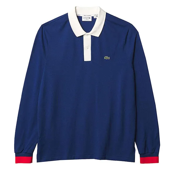 Áo Polo Dài Tay Lacoste Men's Long-Sleeve Paris Classic Fit PH1873 8G4 Màu Xanh Dương Size XS