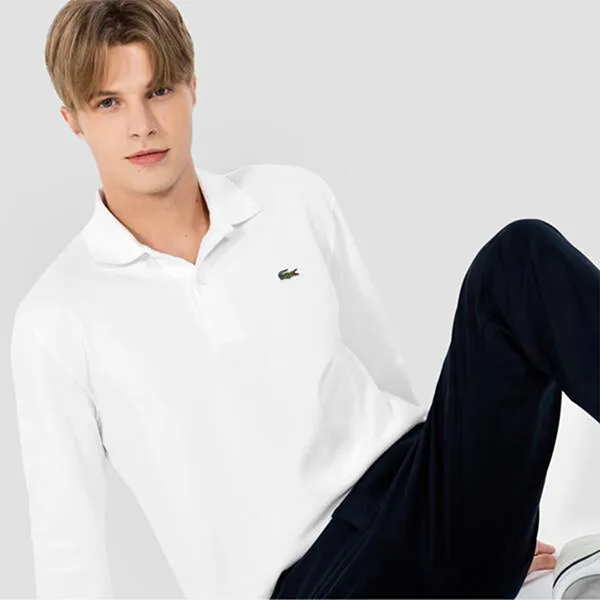 Áo Polo Dài Tay Lacoste Men's PH732E 001 Màu Trắng Size M