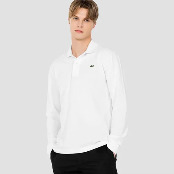 Áo Polo Dài Tay Lacoste Men's PH732E 001 Màu Trắng Size M