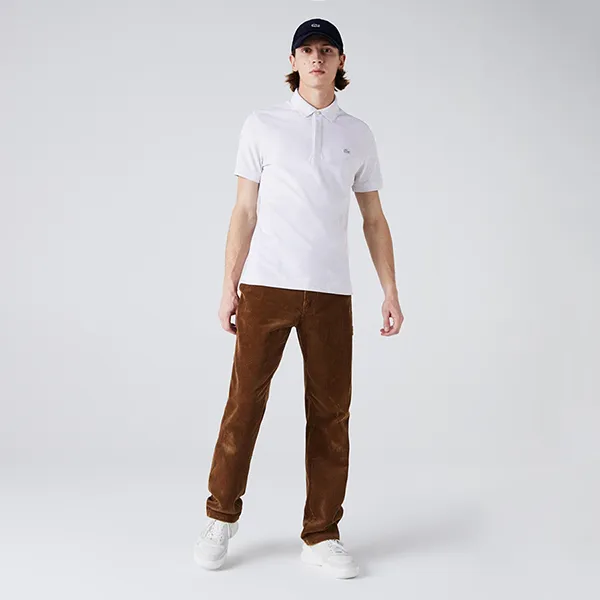Áo Polo Nam Lacoste Men's Paris Polo Shirt Regular Fit Stretch PH5522 HT1 Màu Trắng Xám Size XS