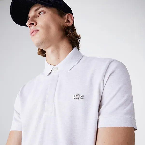 Áo Polo Nam Lacoste Men's Paris Polo Shirt Regular Fit Stretch PH5522 HT1 Màu Trắng Xám Size XS
