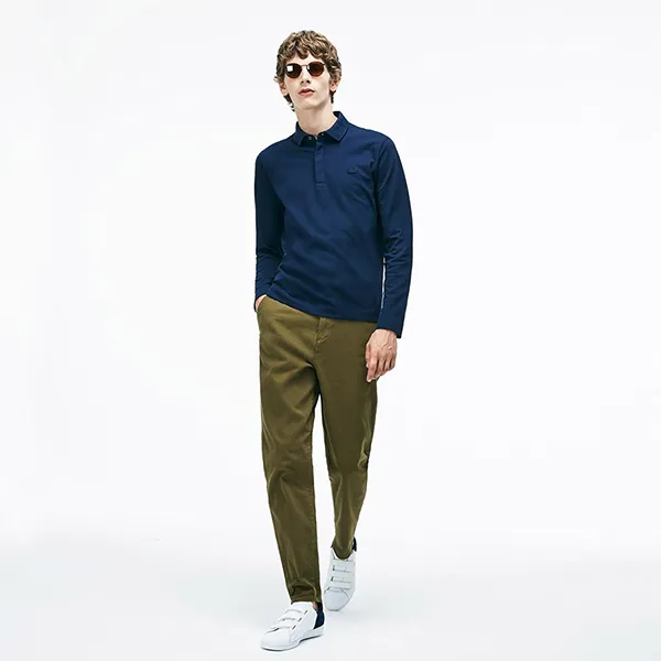 Áo Polo Dài Tay Lacoste Men's Regular Fit Long Sleeved PH9435 166 Màu Xanh Navy Size S