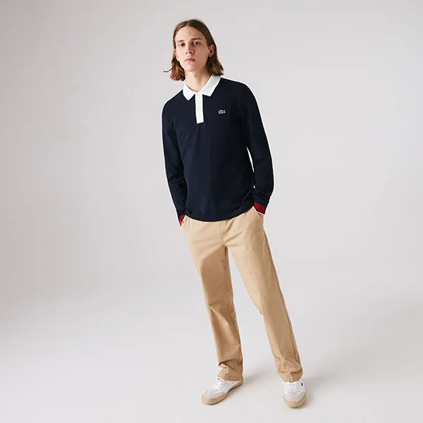 Áo Polo Dài Tay Lacoste Men's Long-Sleeve Paris Classic Fit PH1873 FZG Màu Xanh Navy Size XS