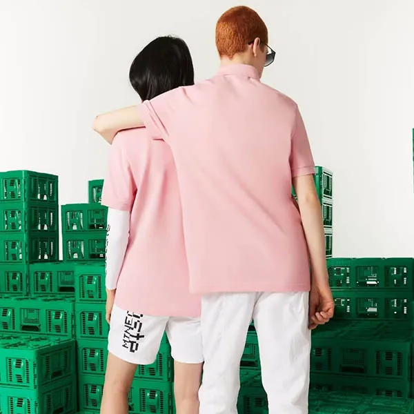 Áo Polo Lacoste Pole Of Minecraft Croc Short Manga Màu Hồng Size L