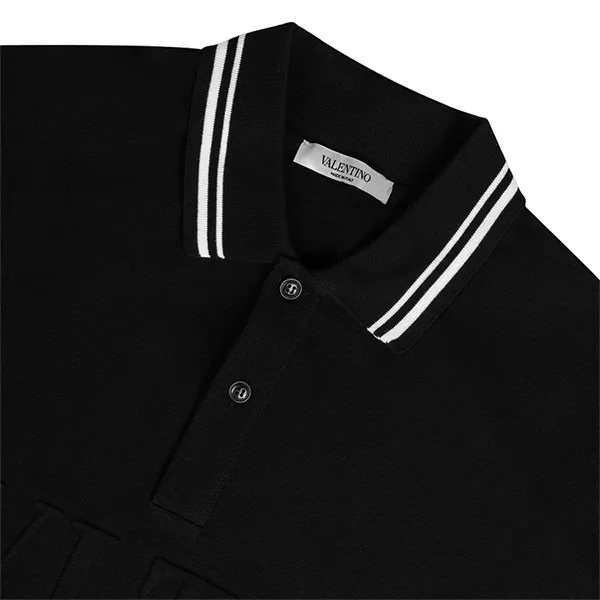 Áo Polo Valentino Logo Embroiders In Black RV3MH00BEXP Màu Đen Size S
