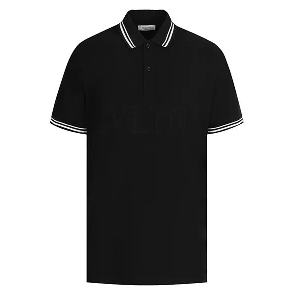 Áo Polo Valentino Logo Embroiders In Black RV3MH00BEXP Màu Đen Size XS