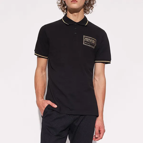 Áo Polo Versace Jean Couture Logo Printed Black 73GAGT03 CJ01T C89 Màu Đen Size XS