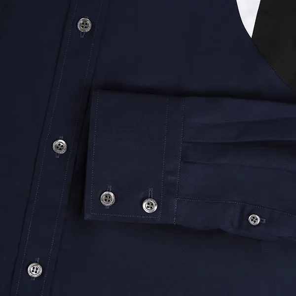 Áo Sơ Mi Alexander McQueen Tape Logo Harness 646759 QQN66 4108 Màu Xanh Navy