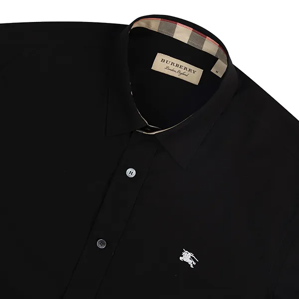 Áo Sơ Mi Burberry Logo Embroidered Black 8036291 Màu Đen Size M