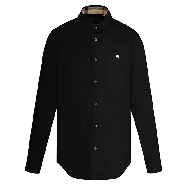 Áo Sơ Mi Burberry Logo Embroidered Black 8036291 Màu Đen Size M