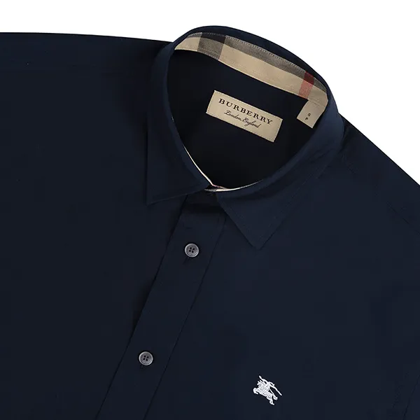 Áo Sơ Mi Burberry Logo Embroidered Navy 8036293 Màu Xanh Navy Size XS