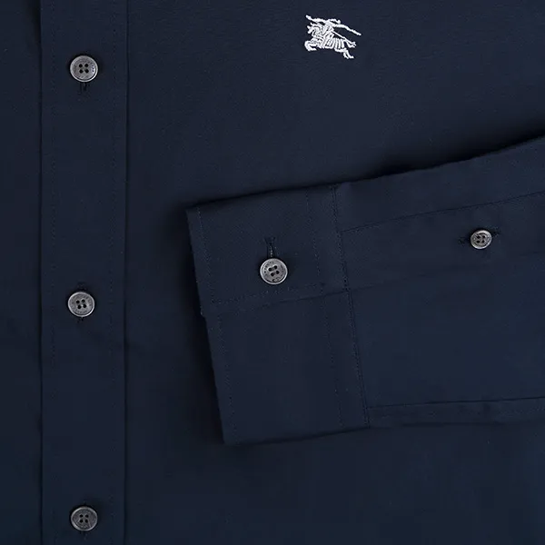 Áo Sơ Mi Burberry Logo Embroidered Navy 8036293 Màu Xanh Navy Size XS