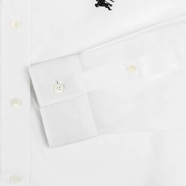 Áo Sơ Mi Burberry Logo Embroidered White 8036292 Màu Trắng Size L