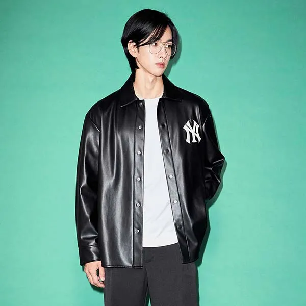 Áo Sơ Mi Da MLB New York Yankees 3AWSB0324-50BKS Màu Đen