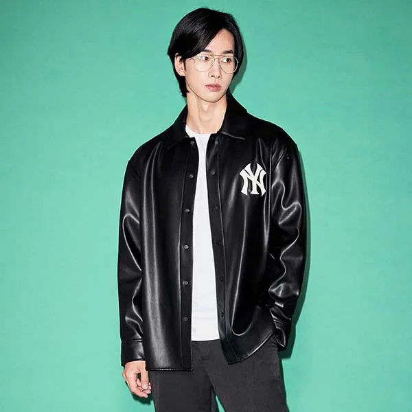 Áo Sơ Mi Da MLB New York Yankees 3AWSB0324-50BKS Màu Đen