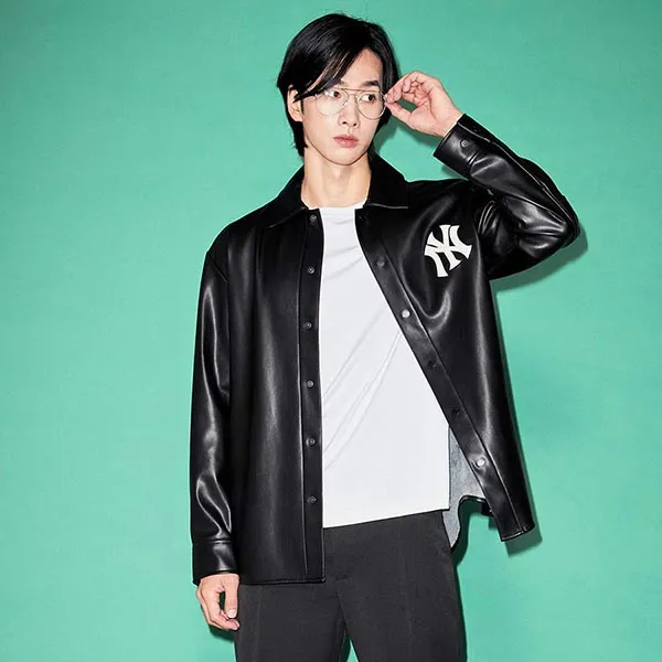 Áo Sơ Mi Da MLB New York Yankees 3AWSB0324-50BKS Màu Đen