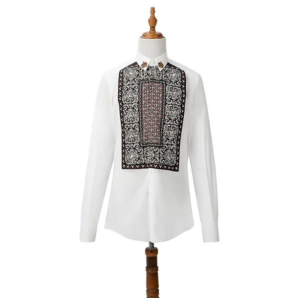 Áo Sơ Mi Nam Dolce & Gabbana D&G Brocade Detail G5HH3Z GEM01 W0800 Màu Trắng