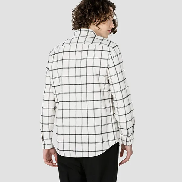 Áo Sơ Mi Lacoste Grid Check Shirt CH886E Màu Trắng Kẻ Đen Size L