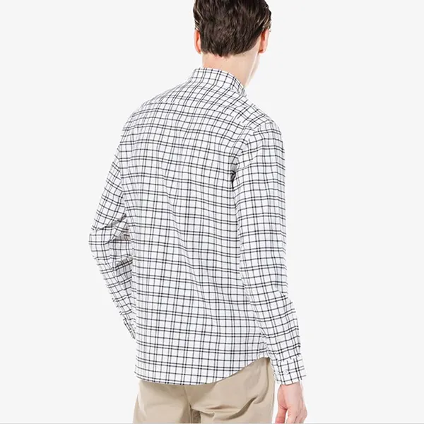 Áo Sơ Mi Lacoste Grid Check Shirt CH854E Màu Trắng Kẻ Size S