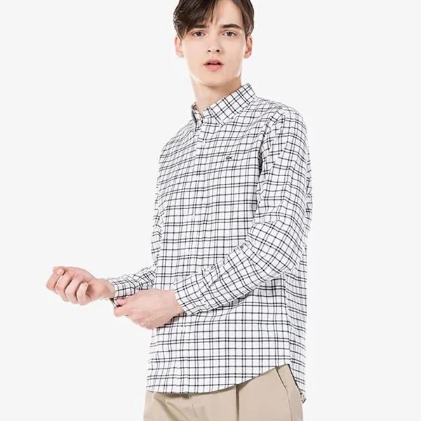 Áo Sơ Mi Lacoste Grid Check Shirt CH854E Màu Trắng Kẻ Size S