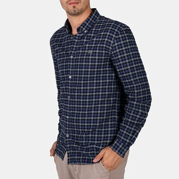 Áo Sơ Mi Lacoste Men's Cotton Shirt CH5356 6EF Màu Xanh Xám Size M
