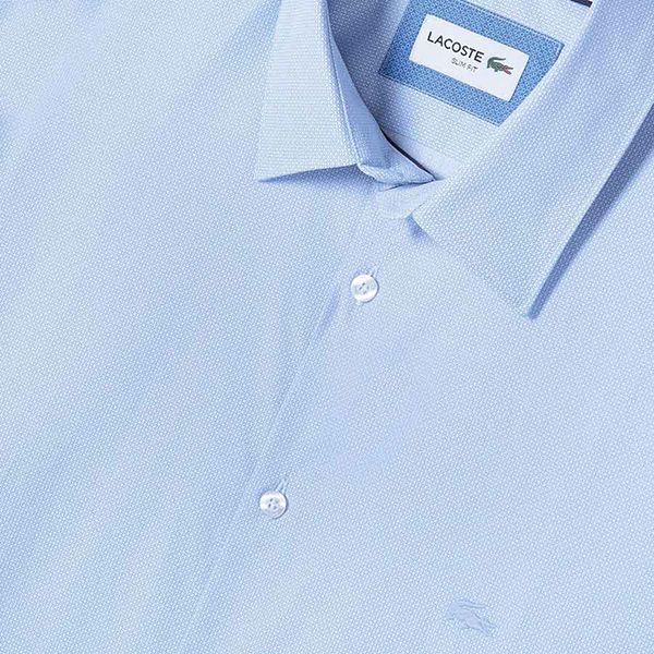Áo Sơ Mi Lacoste Men's Poplin Long Sleeve Shirt CH7089 Màu Xanh Nhạt Size S - 1