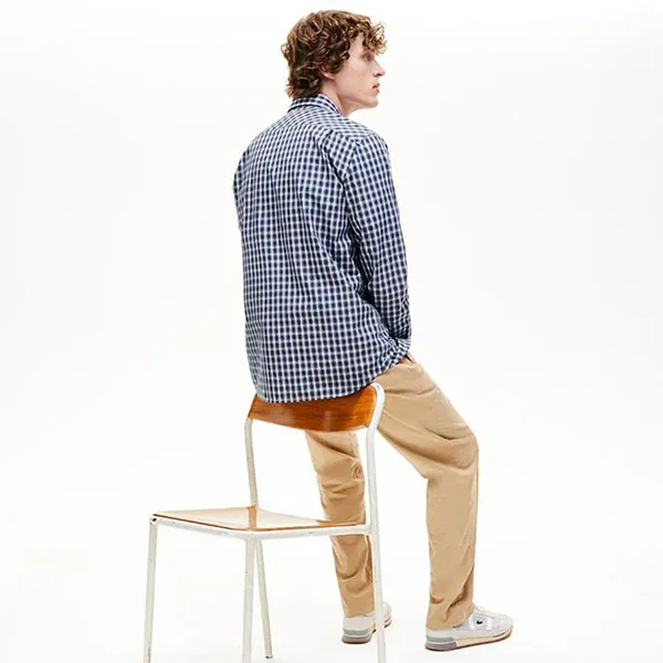 Áo Sơ Mi Lacoste Oxford CH1539 0Y0 Kẻ Caro Màu Xanh Size M