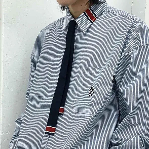 Áo Sơ Mi Romantic Crown S22 RC Club Tie Shirt Sọc Kẻ Xanh