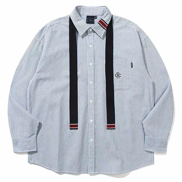 Áo Sơ Mi Romantic Crown S22 RC Club Tie Shirt Sọc Kẻ Xanh